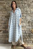 Royal Palm Pillow Cotton Dress Blue